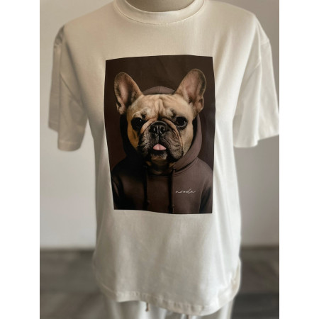 T- shirt damski bawełniany BULDOG NOODA biały