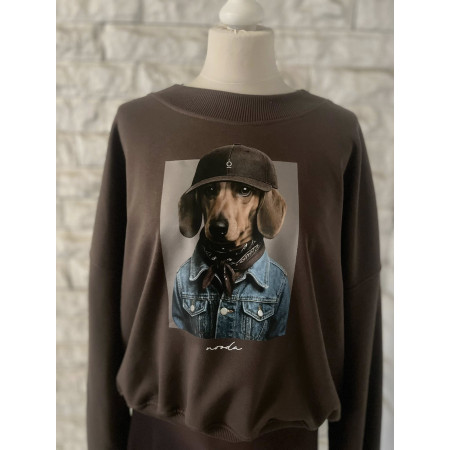 Bluza damska oversize COLUMBIANA JAMNIK NOODA brąz czekoladowy