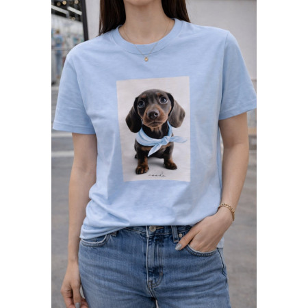 T-shirt damski bawełniany JAMNICZEK NOODA baby blue