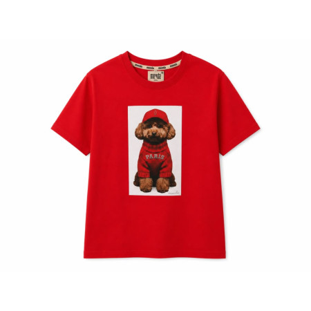 T-shirt damski bawełniany PUDELEK TOY NOODA czerwony