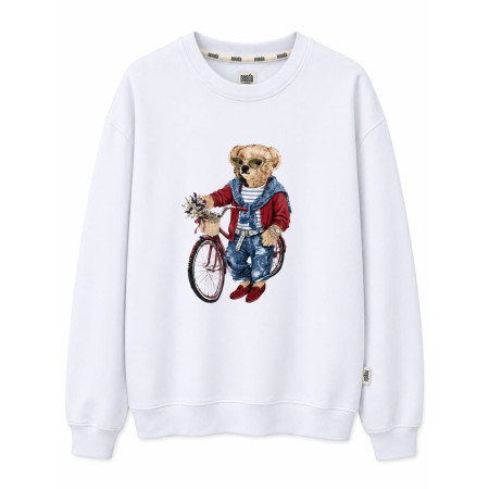 Bluza damska oversize bawełna BEAR NOODA jasny błękit