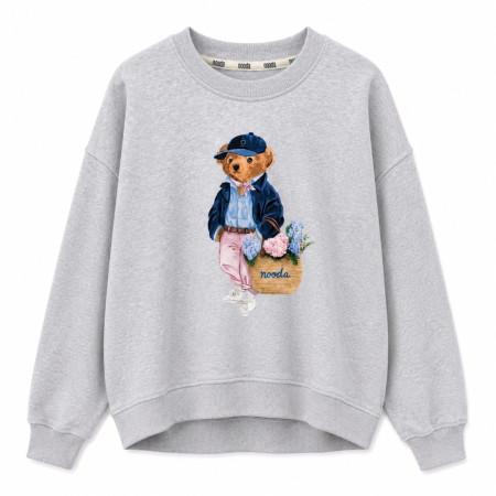 Bluza damska bawełniana oversize BEAR NOODA szary