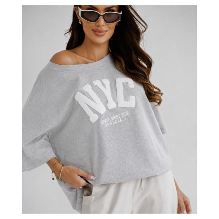 Bluzka damska oversize bawełniana NYC By o la la melanż